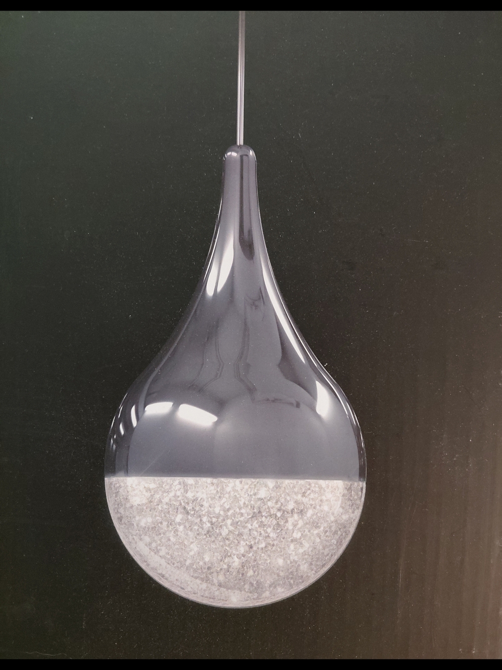 Contemporary Silver Metallic Teardrop Crystal Ceiling Pendant Light NIB